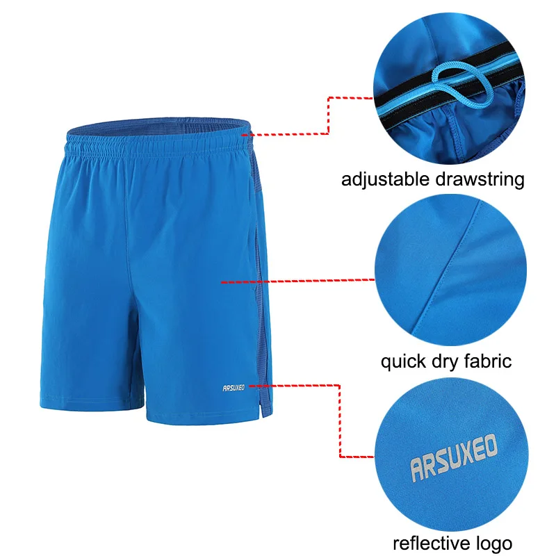 ARSUXEO Gym Running Shorts Men Summer Fitness Sportwear Quick Dry Breathable Bodybuilding Sports | Спорт и развлечения