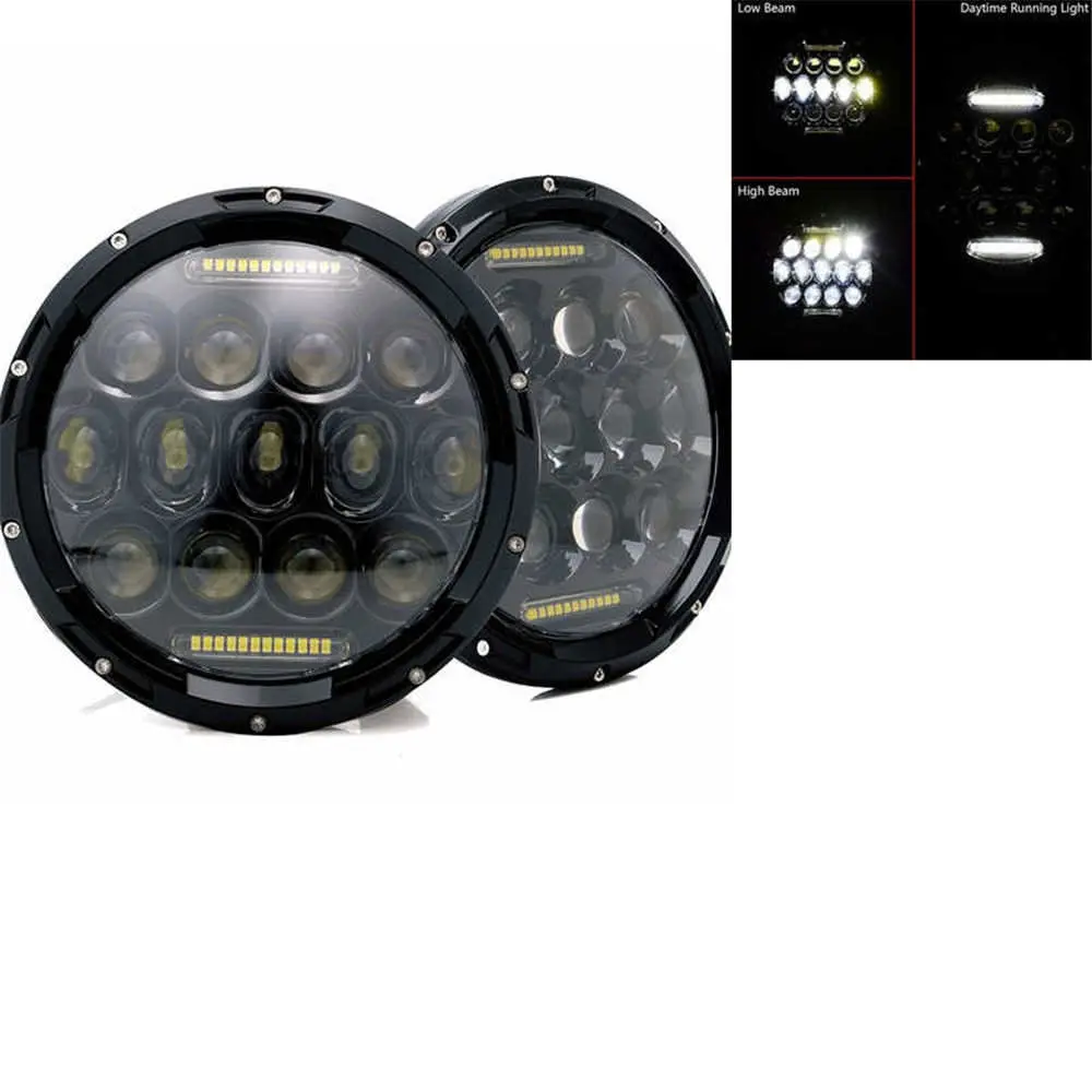 Black 2X7 дюймов круглый светодиодный прожектор для Jeep Wrangler JK TJ LJ lada niva 4x4 suzuki samurai Hummer H1 H2 - Цвет: Black