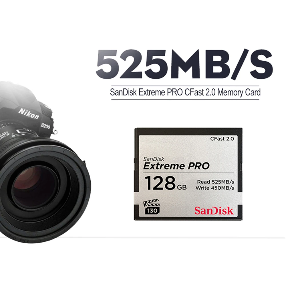 Сандиск Компакт Флэш Карта Экстрим Про Сфаст 2.0 КФ Мемори 64ГБ 128ГБ 256ГБ Для Видеокамеры И Камкордеров 4К