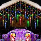 Рождественская гирлянда 4 м, гирлянда светодиодный светодиодная гирлянда-занавеска в виде сосулек, Волшебная Гирлянда-занавеска в виде капли 0,4-0,6 м для дома, новогоднего сада, патио, сказочное освещение