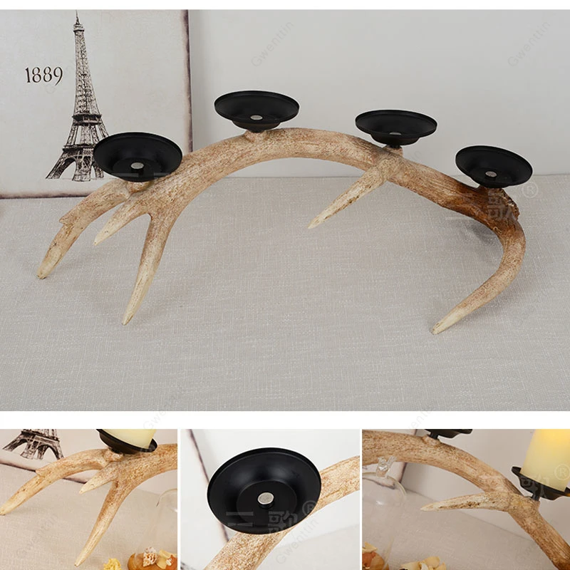 Винтаж рога подсвечник лампы для гостиной спальни настольная лампа Светодиодная