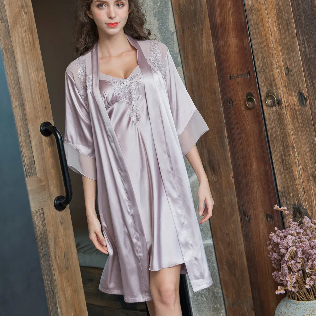 Женское шелковое атласное Ночное платье ночная рубашка без рукавов халат