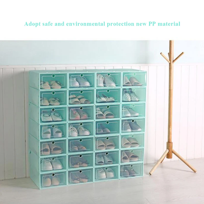 3 шт. прозрачная пластиковая коробка для обуви хранения японская откидной ящик