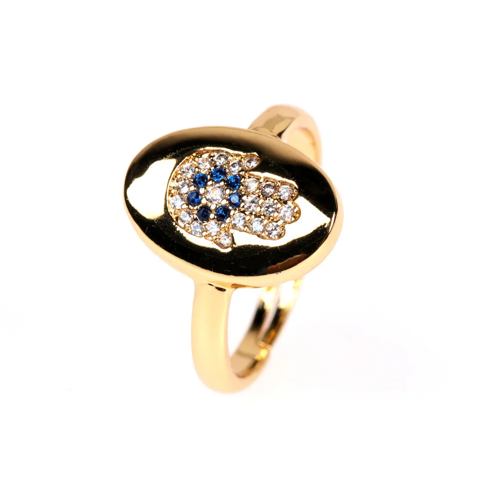 

Fashion all-match micro-inlaid zircon Fatima palm ring personality eye ring opening creative jewelry lady