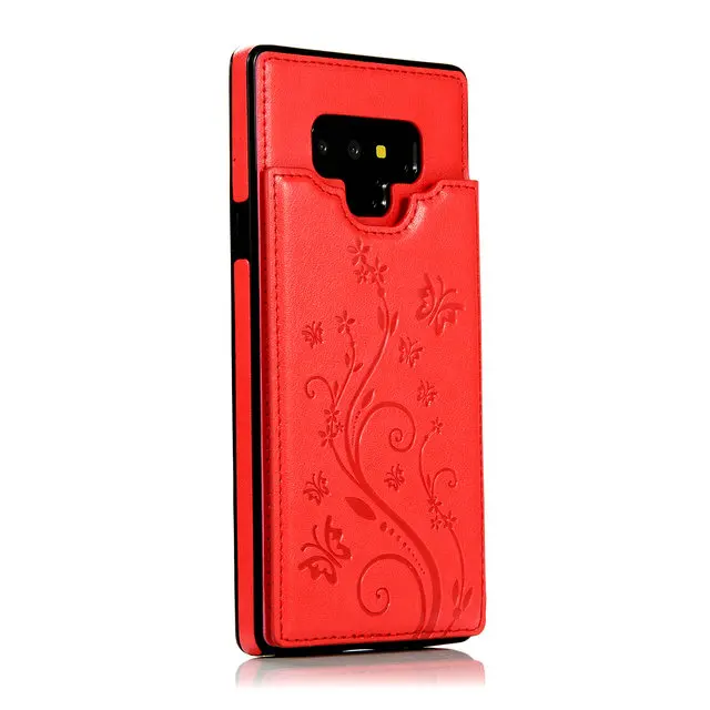 Роскошный кожаный чехол для samsung S9Plus чехол S10Plus Note9 чехол для Note 9 Galaxy S10 S9 S8 Etui для samsung Note 10 Plus чехол S10E - Цвет: Gules Pattern
