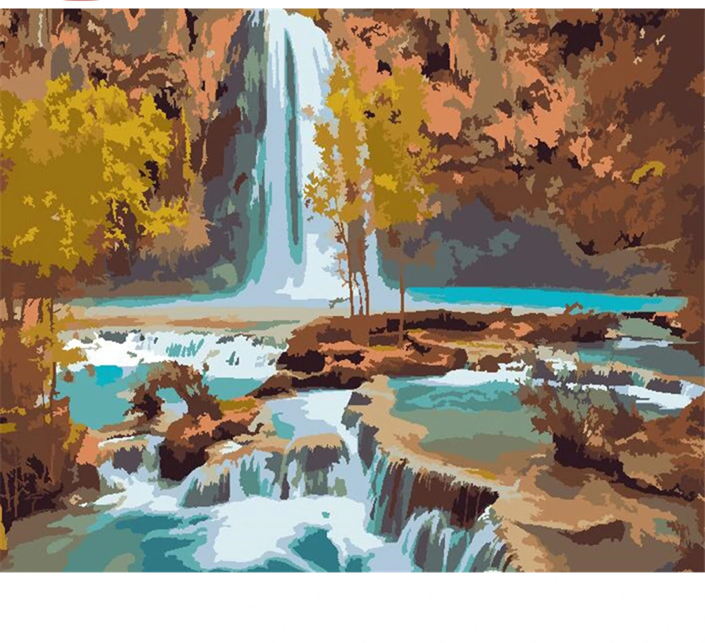 

CraftArtGo картина по номерам пейзаж рисунок на холсте Ручная роспись подарок алмазов картина по номерам водопад комплекты, украшение для дома