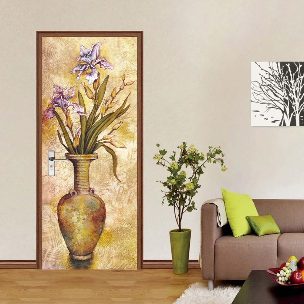 200x77 см Водонепроницаемая креативная ваза рисунок с дверью наклейка