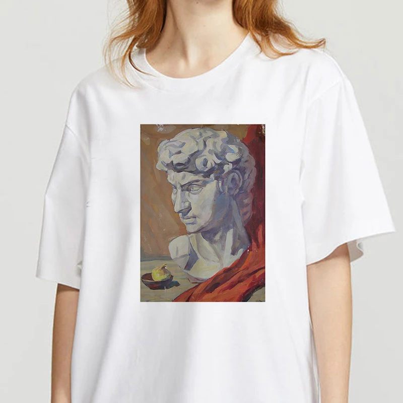 Statue of David t-shirt Printing cartoon cute top fun ulzzang kawaii
harajuku female korean tshirt Kawaii Camisas T-shirt