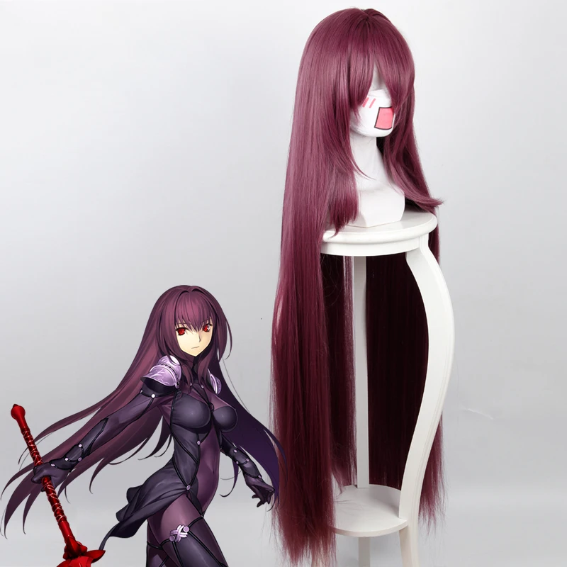 

2 colors Game Fate/ Grand Order Servant Scathach Long Straight Purple Heat Resistant Synthetic Hair Perucas Cosplay Wig+Hair Net