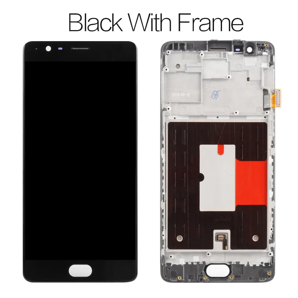Black with Frame 5,5 '' AMOLED дисплей для Oneplus 3T ЖК-дисплей сенсорный экран с рамкой для Oneplus 3 T 3T A3000 Замена дисплея - Цвет: Black with Frame