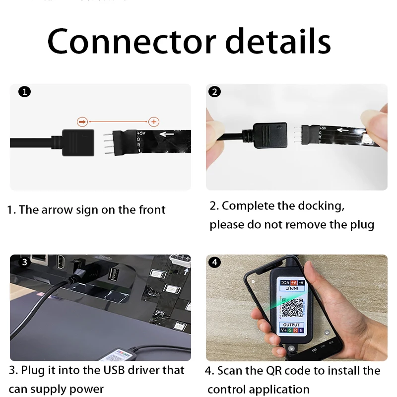 Светодиодная ленсветильник с Bluetooth и управлением музыкой через приложение USB 5 В