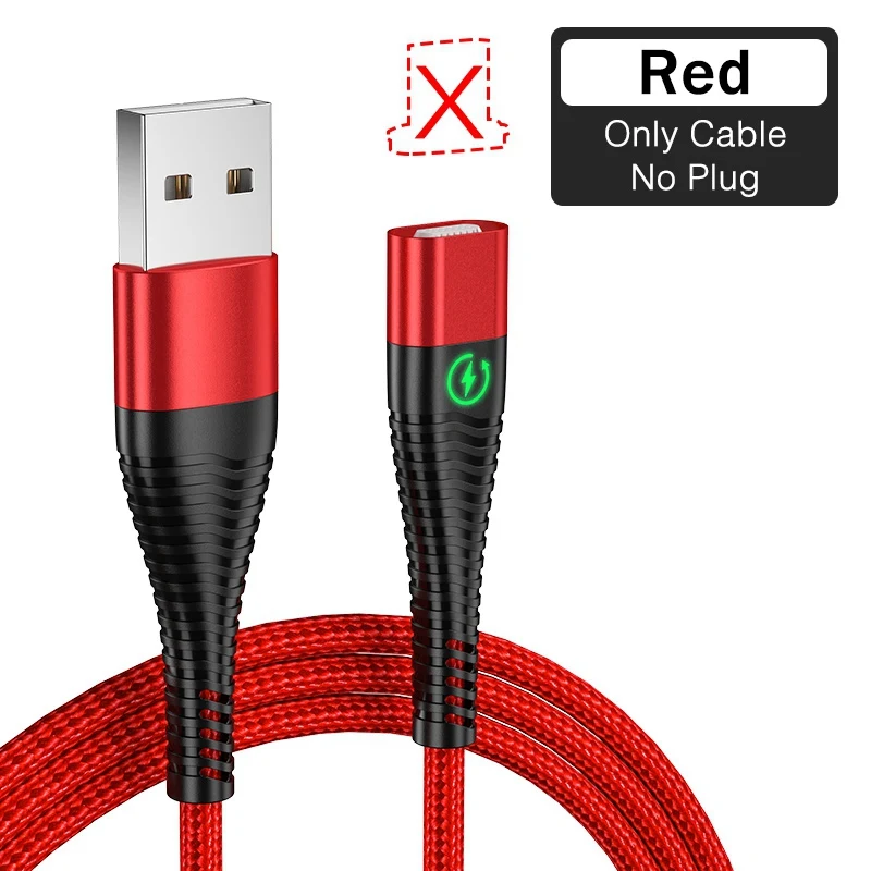ROCK светодиодный светильник Магнитный зарядный кабель Micro USB кабель для iPhone XR XS Max X магнитное зарядное устройство usb type C зарядный провод шнур 1 м 2 м - Цвет: Red Cable