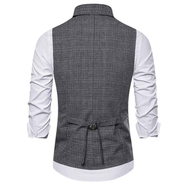 Черный клетчатый мужской повседневный приталенный костюм yunклос жилет для