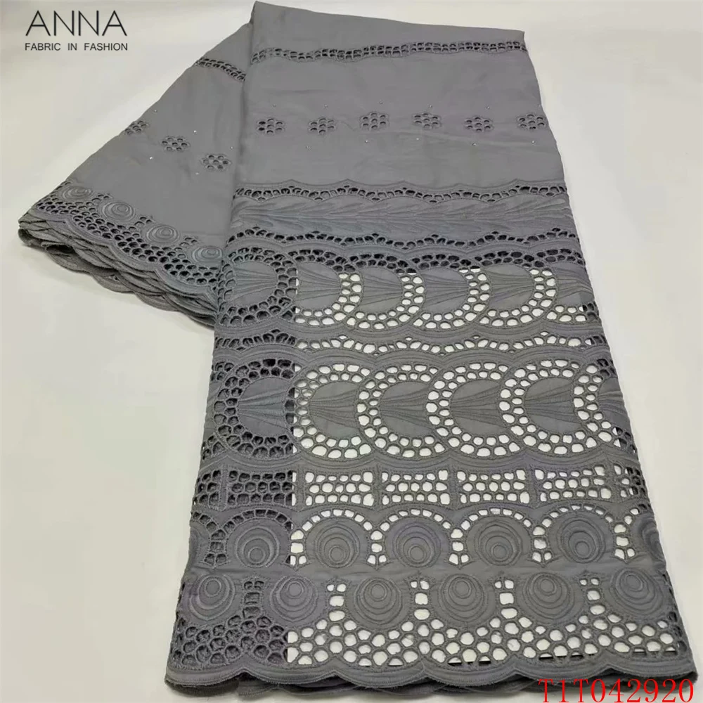 

Anna white nigerian dry lace fabric with stones cotton embroidery swiss voile laces african mesh fabrics 5 yard for party dress