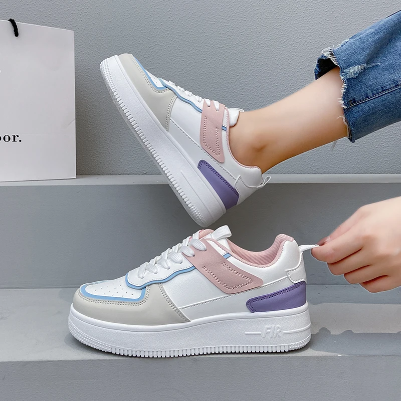 

Женские теннисные туфли, дышащая сетчатая обувь, увеличивающая рост, 4 см, кожаные, белые кроссовки для прогулок и бега