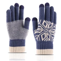 unisex wool knit jacquard touch screen driving gloves mens winter cashmere plus velvet thicken elastic warm cycling mittens h64
