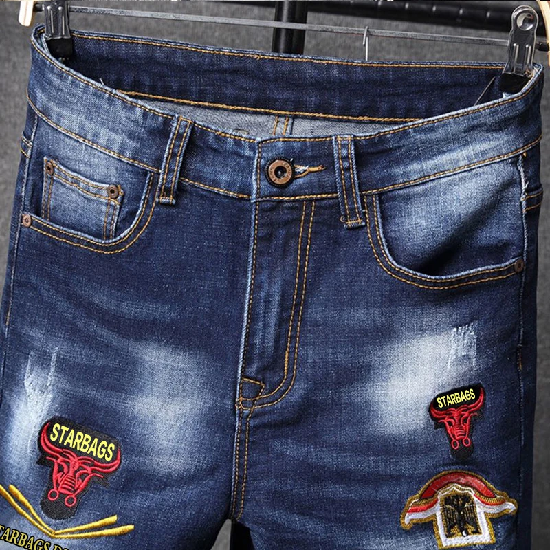 

DSQstard2 Italian original broken hole trend punk slim elastic pants mid waist washcloth soft four seasons jeans counter quality