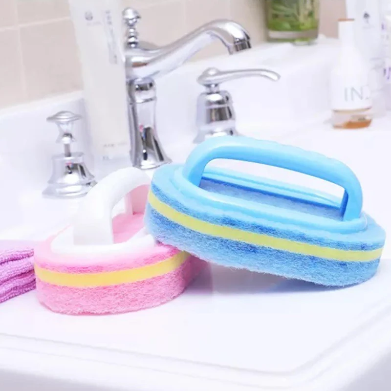 

Kitchen Cleaning Bathroom Toilet Kitchen Glass Wall Cleaning Bath Brush Plastic Handle Sponge Bath Bottom