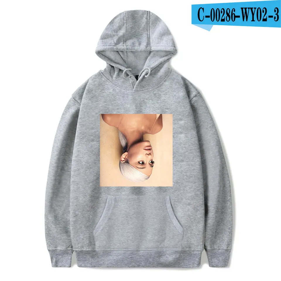 Горячая Распродажа, толстовки с капюшоном Ariana Grande для женщин/мужчин, модные толстовки в стиле хип-хоп, повседневные толстовки Kpop, одежда с длинными рукавами, большие размеры 4XL - Цвет: gray
