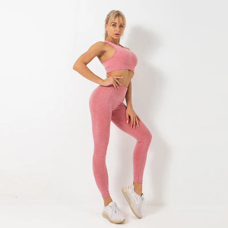 

Комплект из 2 предметов для женщин, комплекты для йоги, женская одежда для спортзала, бесшовная спортивная одежда, спортивный бюстгальтер, л...