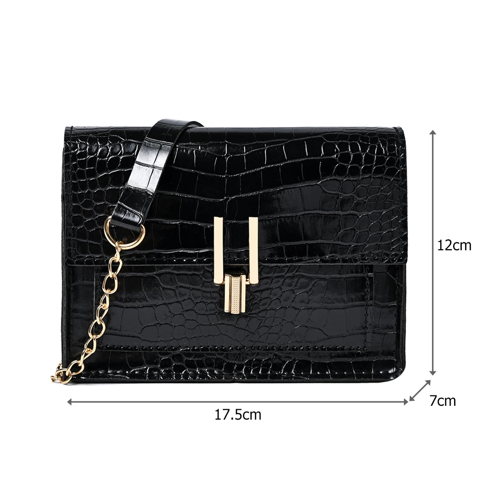 

Fashion Solid Color Women Shoulder Bag Alligator PU Leather Ladies Simple Female Small Square Flap Purse Crossbody Handbag