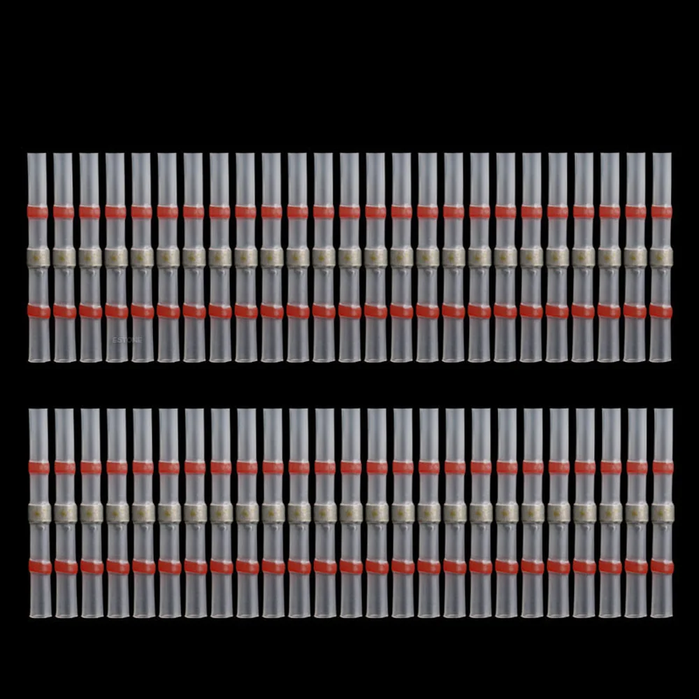 50 шт./компл. 22 18AWG паяльная втулка термоусадочный соединитель стыковой проволоки