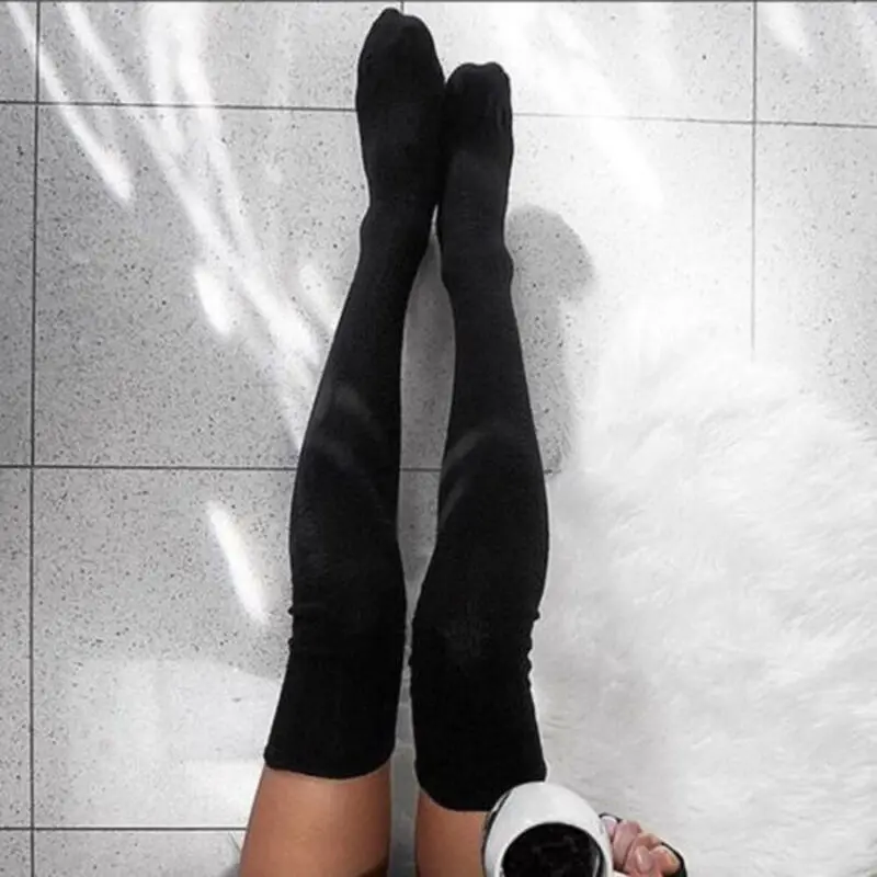 

Fashion Women Girls Cable Knit Winter Warm Knit Over Knee Long Boot Thigh High Stockings Cotton Leggings Stocking