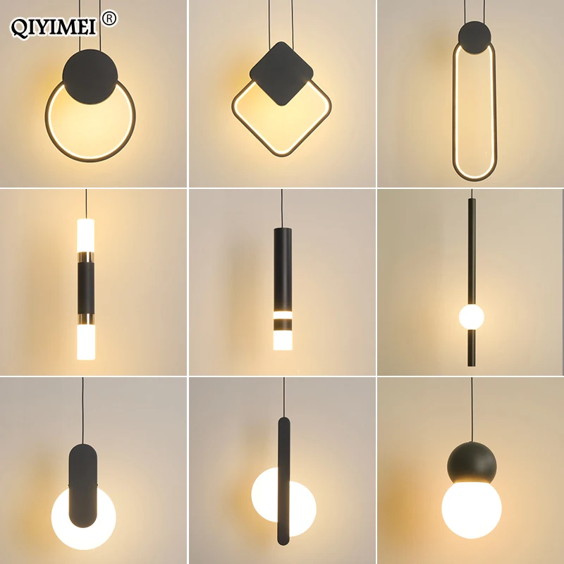 Современный светодиодный подвесные светильники белый/черный для бар ресторан