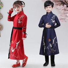 Hanfu/платье детский Традиционный китайский национальный костюм народный древний журавль для маленьких девочек и мальчиков костюм для танцев вечерние и новогодние наряды