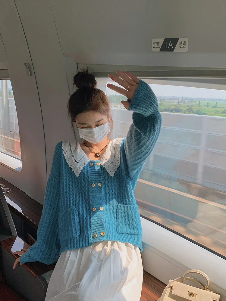 

Женский трикотажный кардиган, двубортное пальто, свободного покроя, для ранней осени