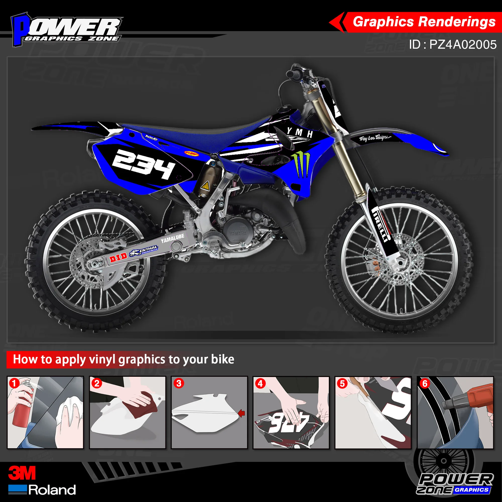 Набор наклеек PowerZone для YAMAHA 2002-2014 YZ125 YZ250 005 3 м | Автомобили и мотоциклы