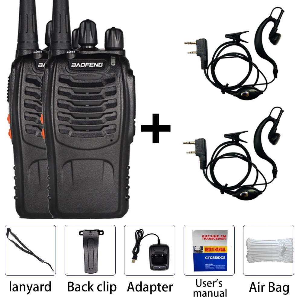 With headphone 2 шт. Baofeng BF-888S портативная рация UHF FM 400-470 МГц портативная CB радиоприемная радиоприемопередатчик 16 каналов стерео охотничья станция - Цвет: With headphone