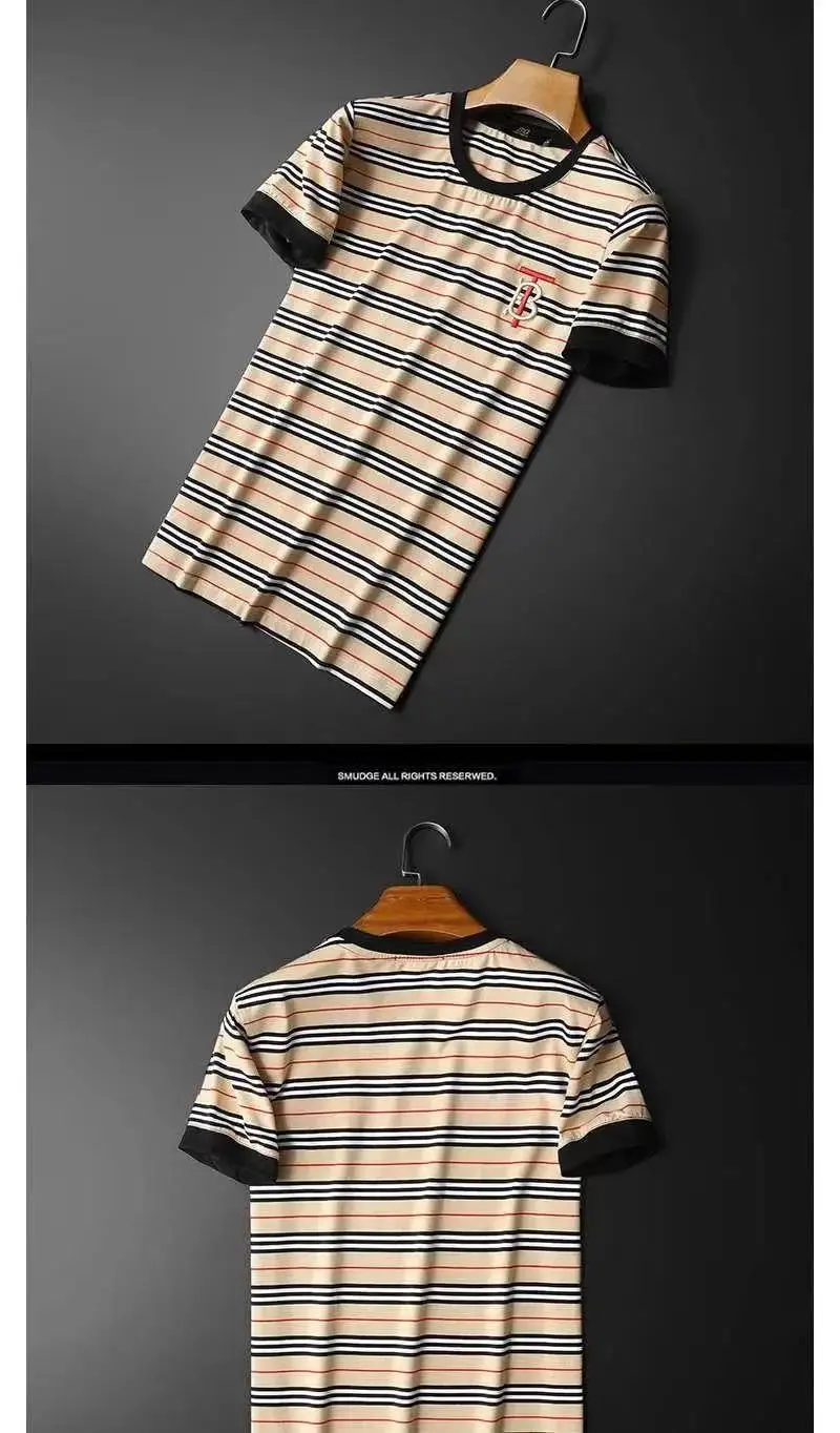 

2021 Summer Men's Short-Sleeved Pure Cotton T-Shirt Solid Color Pure Cotton Plaid T-Shirt Gym Fitness Summer Leisure Sports T-sh