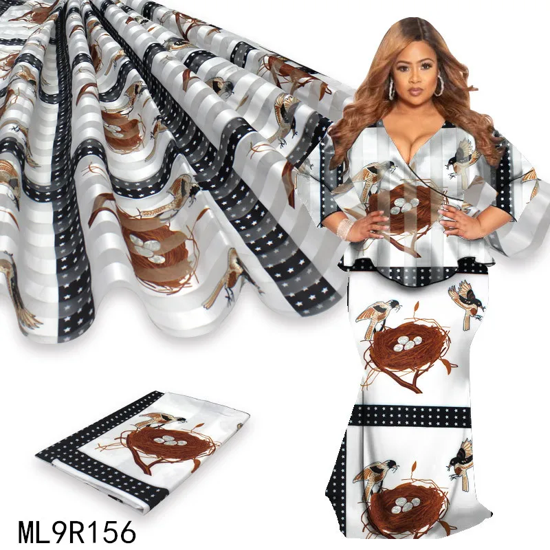 

Organza Silk Fabric 4yards+2 Yards Satin Silk Fabric Digital African Print Silk Fabric Ankara Fabric ML9R153-ML9R162