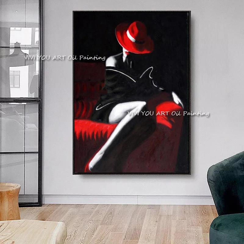 Большая цветная картина Расписанная вручную абстрактная Обнаженная маслом на