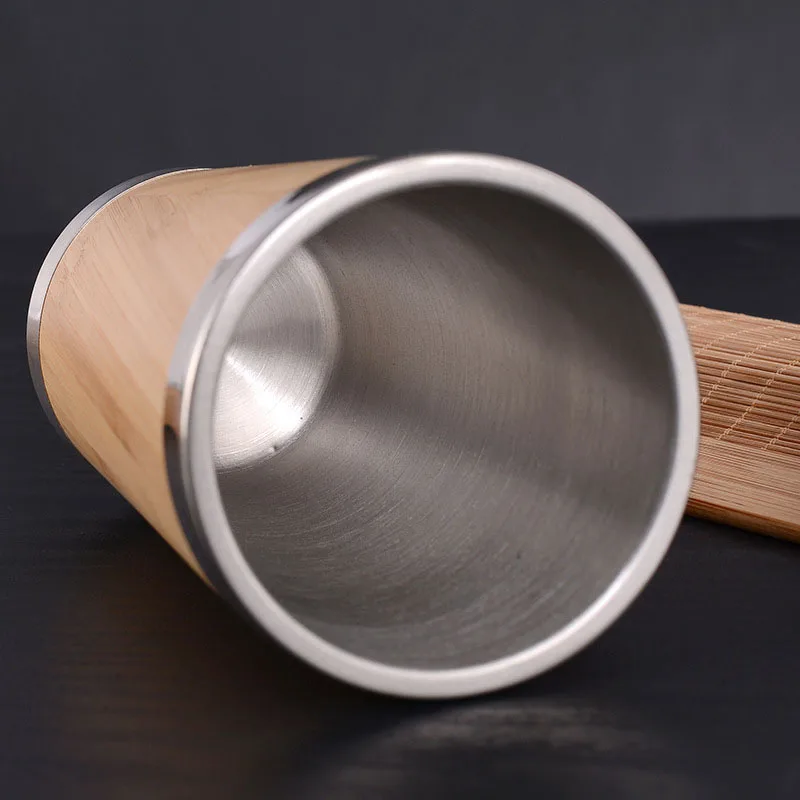 450 мл креативная бутылка для воды бамбуковый дизайн из нержавеющей стали шейкер