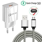 Сетевое зарядное устройство QC 3,0 с Micro USB-портом, 2 м, 3 А, для Samsung Galaxy J3, J5, J7 2017, A3, A5, A7 2016, S6 Edge, J4, A10, A03