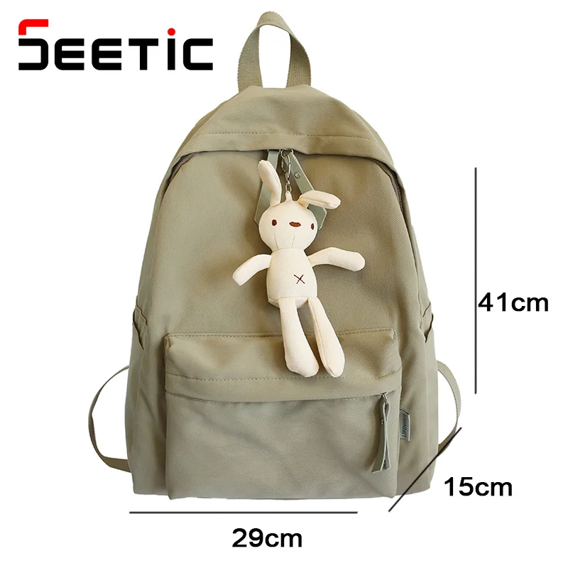 

SEETIC Solid Color Nylon Women Backpack Female Waterproof Travel Backpack Women Fashion Student School Bags For Teenage Girls