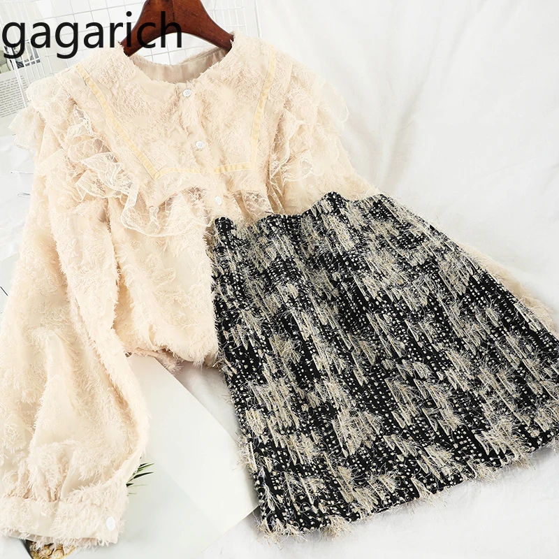 Женский комплект из 2 предметов Gagarich элегантный однотонный топ с круглым