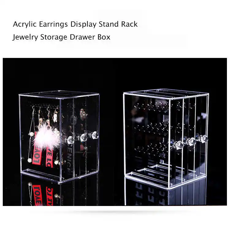 

Plastic Jewelry Dust-proof Earrings Storage Drawer Box Necklace Display Stand Jewelry Storage Ring