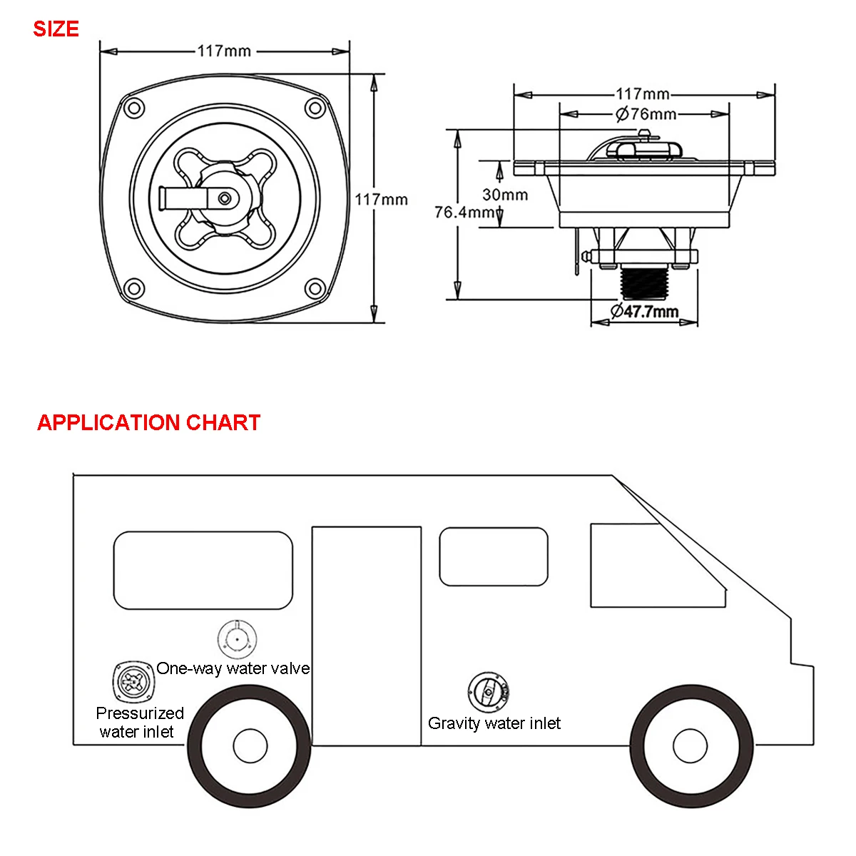 

Caravan RV Boat Hatch Gravity Water Inlet Hatch Gravity Water Inlet Pressure Regulator Tank Filter Accessories
