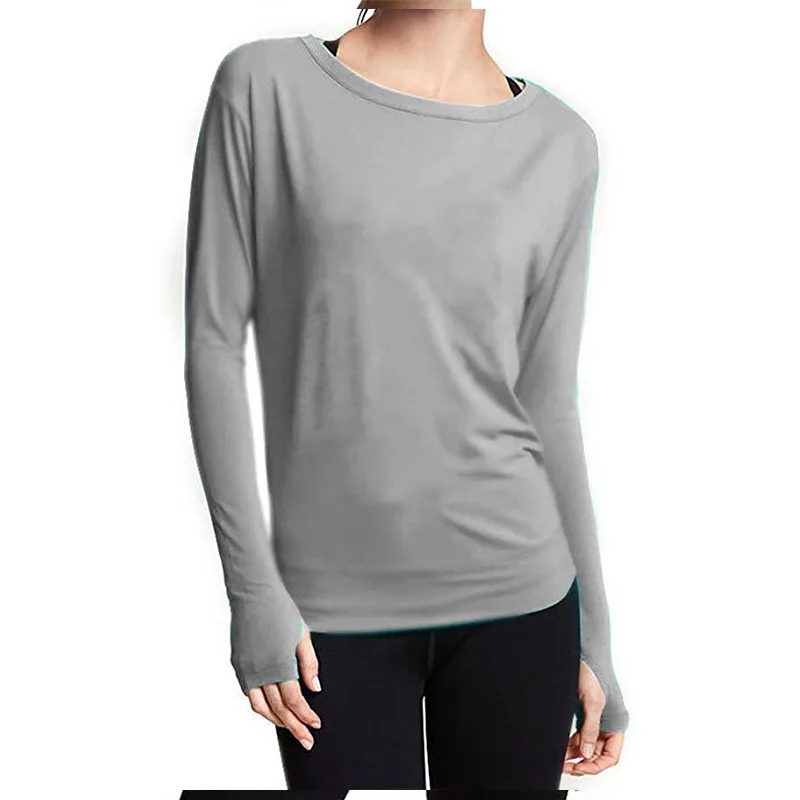 Спортивный топ с длинными рукавами и открытой спиной модная свободная футболка