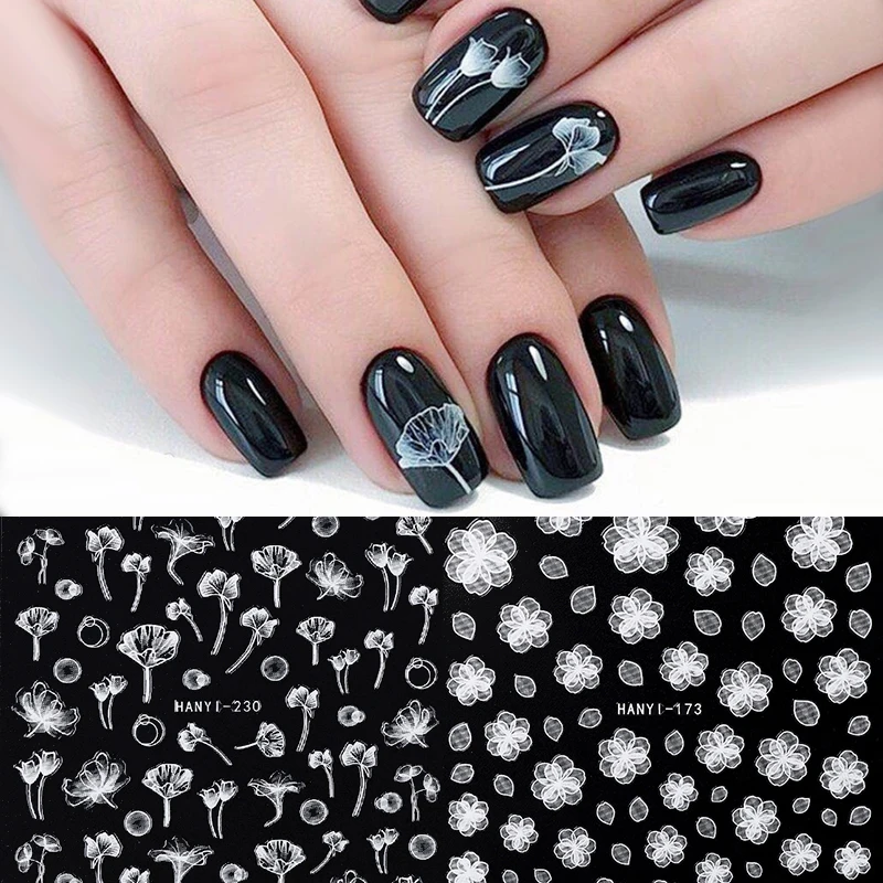 1 шт. 3d наклейка для ногтей белые цветочные наклейки популярные сказочные