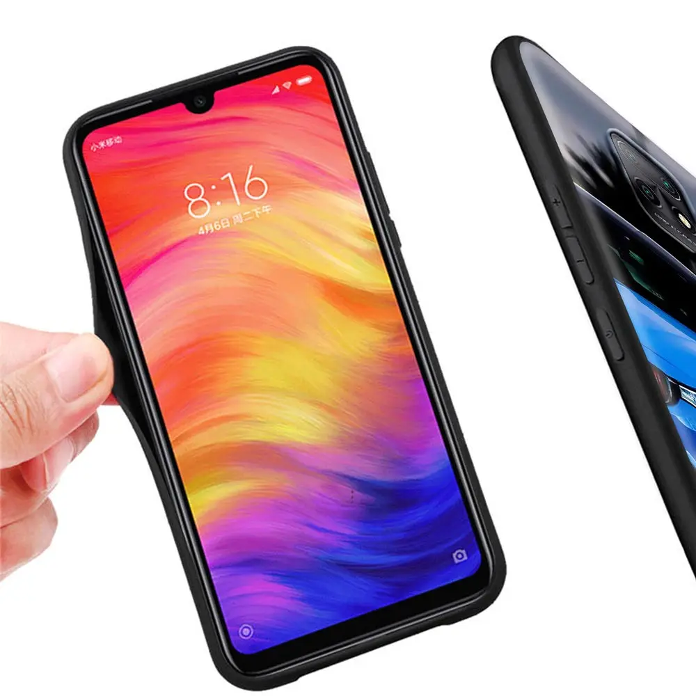 

Car Hot Blue Red for Xiaomi Redmi Note 9S 8 9 8T 7 9C 7A 9A 6A K30 Pro Black Soft Case TPU Phone Cover Shell