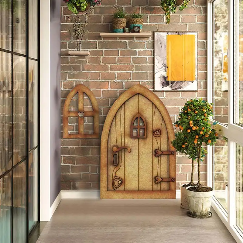 

3D DIY Door Decoration Wooden Door Craft Kit Micro Gardening Simulation Door Cute Creative Mini Door Xmas Supplies