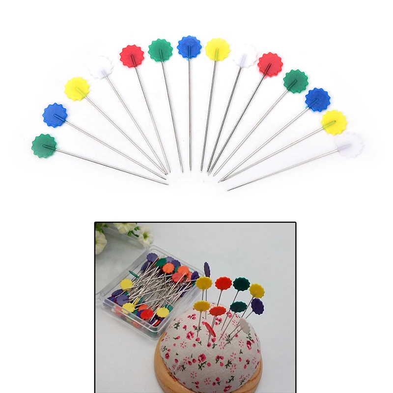 

100Pcs/Pack Patchwork Needle Craft Flower Button Head Pins Embroidery Pins For DIY Sewing Tool Accessories