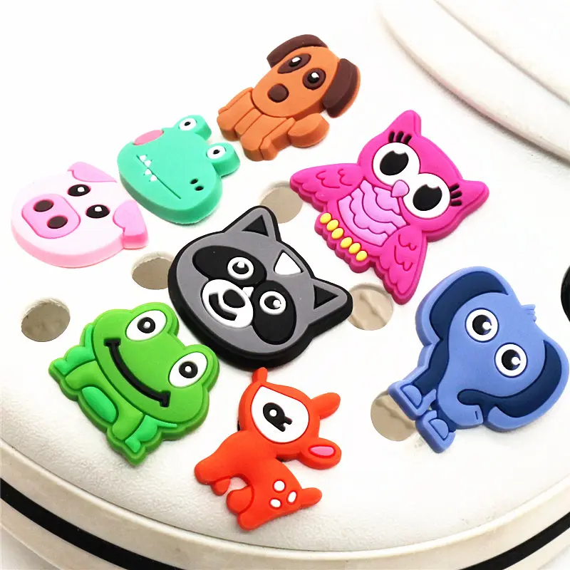 Single Sale 1 Pcs Cute Animals Shoe Charms Accessories Garden Shoe Decoration for croc jibz Kid's Party X-mas Gift Free Shipping