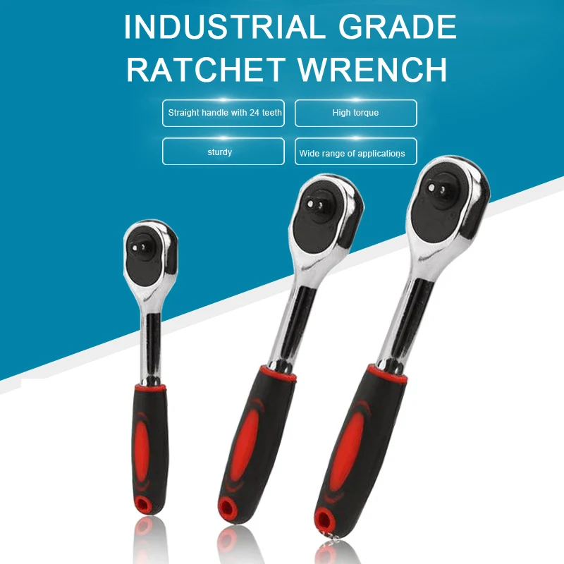 

1/4" 3/8" 1/2" Drive Steel Ratchet Socket Wrench 24 Teeth Quick Release Spanner High Torque Ratchet Rotating Wrench Hand Tool