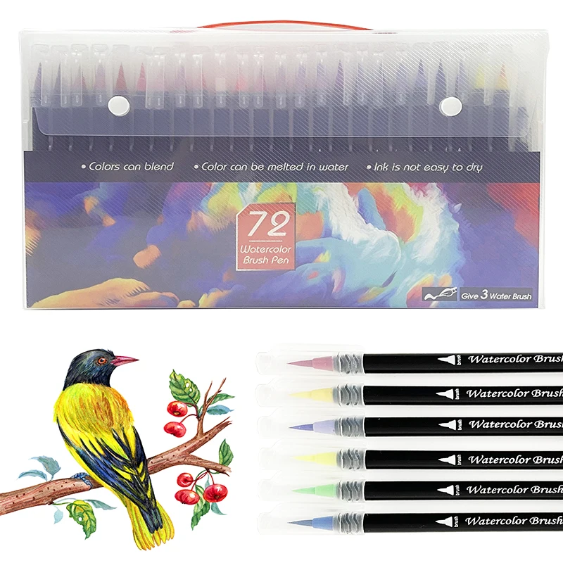 

20/24/48/72 Watercolor Brush Pens Nontoxic and Washable Art Marker Pens for Painting Coloring Drawing