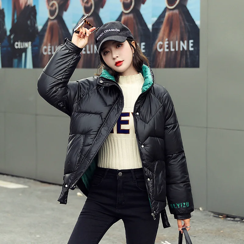 

Winter Jacket Women Warm Fashion Casual Stand-up Collar Coat Female Parka Streetwear Loose Korean Short Coat Zipper Clothes